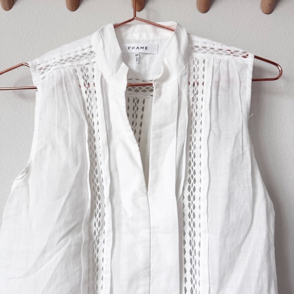 Frame Cali Ramie Lace Inset Sleeveless Top - Picture 3 of 14